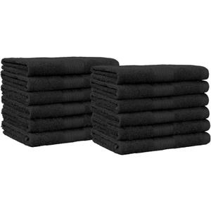 Amazon Basics Highly Absorbent Cotton Washcloths for Face, Soft, Machine Washable, Fade Resistant, 12 x 12 in, Black, 12-Pack