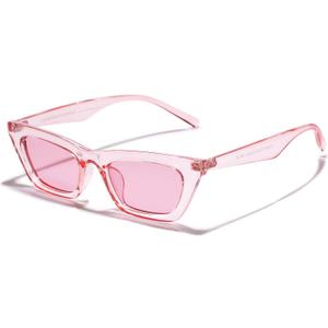VANLINKER Small Trendy Skinny Cat Eye Sunglasses Women Retro Tiny Square Shade VL9555 (C111 Pink Frame/Pink Lens)