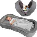 ENITYA Portable Toddler Bed for Travel, Foldable Floor Cot for Sleeping with Washable Cover, Kids Travel Bed for Camping & Home, Easy to Use, for Toddlers 18M4Y, Dark Grey