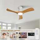 Flush Mount Ceiling Fans with Lights,36 inch,Remote Control,Wall Switch,Solid Wood Blades,Dimmable,Reversible Noiseless,Power Off Memory Modern Ceiling Fan for Bedroom Patio Indoor