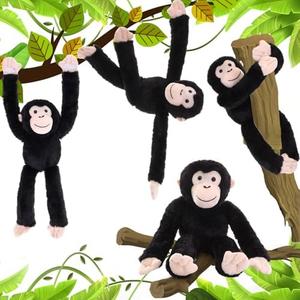 Hollowfly 8 Pcs 20in Black Hanging Chimpanzee Stuffed Animal Chimpanzee Plush Hanging Monkey Toy with Hook and Loop Fasteners Hands Stuffed Gifts for Birthday Party Favors Decorations