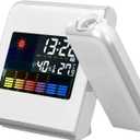 Digital Projection Alarm Clock, Weather Station with Temperature and Humidity, Dual Alarm for Bedrooms and Outdoor, Large LCD Screen, White