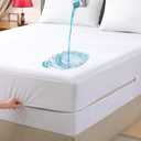Queen Waterproof Zippered Mattress Encasement, Breathable, Noiseless, Machine-Washable Zipped Mattress Cover, Fitting 7" - 15" Deep Mattress