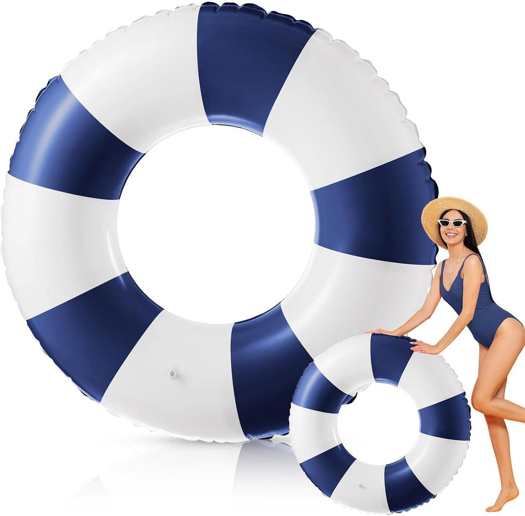 Arrowbash Jumbo Inflatable Pool Float 47 Inch Floaties Tubes Classic Striped Pool Rings for Teens Adult Inflatable Inner Tube for Swimming, 47.24 inch/ 120 cm after inflated