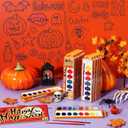 Watersay Halloween Pumpkin Watercolor Paint Set 8 Washable Colors with Brushes Water Color Painting Kit for Halloween Painting Kit Gift Party Supplies(12 Pack)