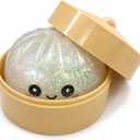 Glitter Dumpling Squishy, Mystery Box Style, Pick Your Color, Super Soft Squeeze Fidget Toy, Satisfying Stress Relief Sensory Desk Toy, with Food Steamer (Classic Pearl White Dumpling)