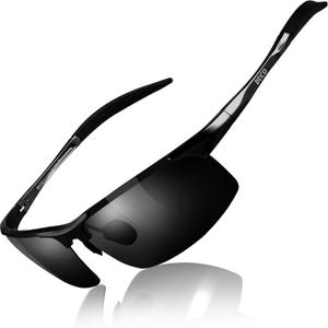 DUCO Mens Sports Polarized Sunglasses UV Protection Sunglasses for Men 8177s (A Black Frame Gray Lens)