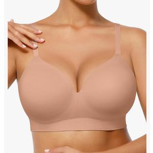 FeelinGirl Wireless Supportive Bra for Women, Seamless Comfort Bralettes No Underwire Full Coverage Everyday Bras. M 34DD