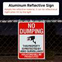 No Dumping Signs, 14x10 Inch Property Protected by Video Surveillance Sign, Reflective Aluminum, Fade-Resistant/Waterproof, Suitable for Indoor or Outdoor Use (4)