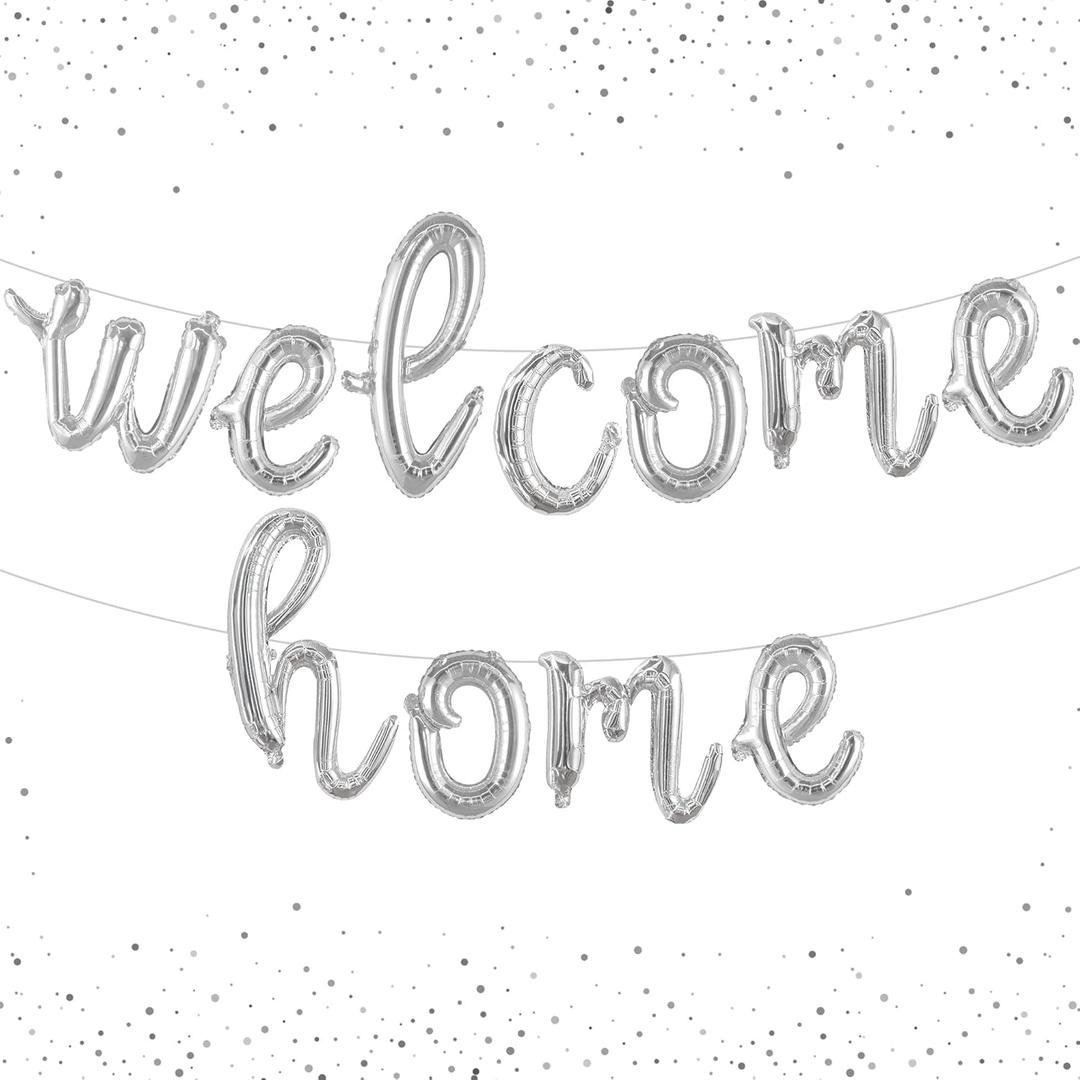 KatchOn Silver Welcome Home Balloons - 16 Inch | Welcome Home Banner | Back Balloons | Homecoming & Housewarming Decorations