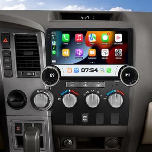 Car Radio for Toyota Tundra 2007-2013 Sequoia 2008-2018 Dual Knob Stereo with Wireless CarPlay/Android Auto 10.1 inch Touch Screen Head Unit Android 13.0 BT/WiFi/DSP/GPS/SWC/FM Radio Backup Camera