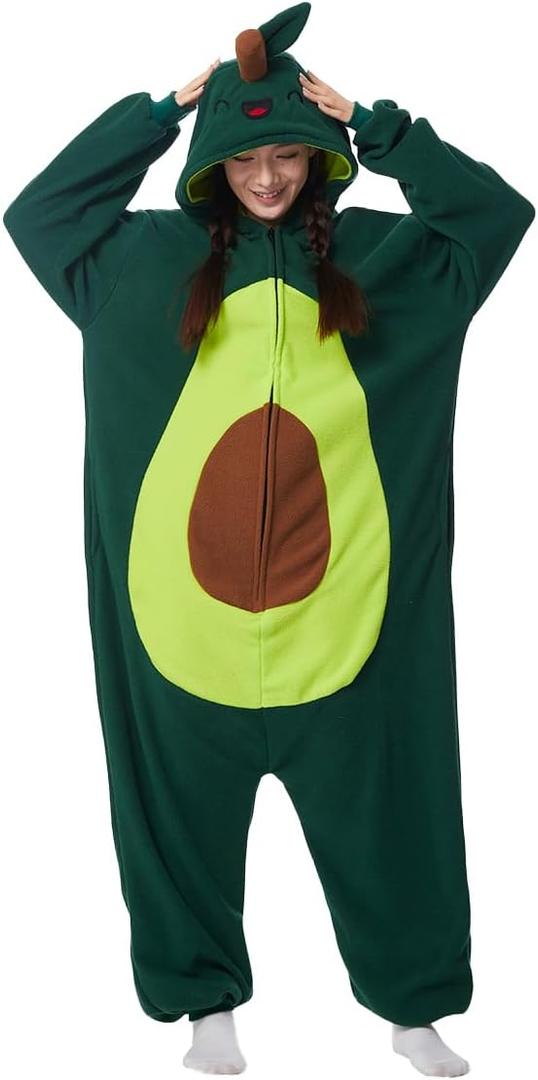 Fruits Costume Adults Onesies Unisex Pajamas Cosplay Fruits Plush Halloween Jumpsuit for Men Women, Small