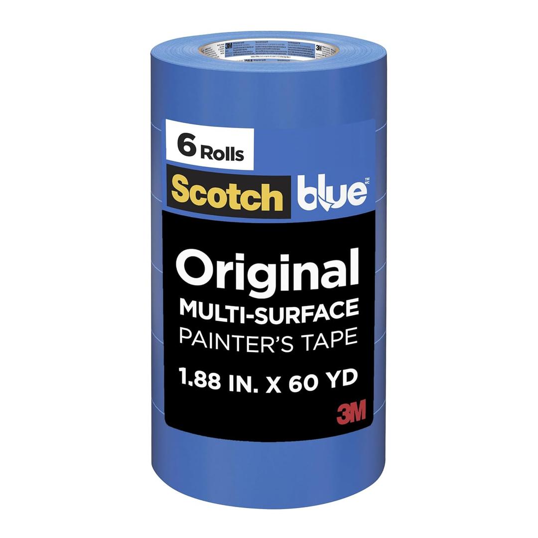 ScotchBlue Original Multi-Surface Painters Tape, 2 Inch Wide (1.88 In. x 60 Yds), 6 Rolls Blue Paint Tape Protects Surfaces & Removes Easily, Masking Tape for Indoor and Outdoor Use (2090-48TP6)