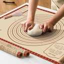 Silicone Baking Mat,28" x 20" Extra Thick Large Non Stick Sheet Mat with Measurement Non-slip Dough Rolling Mat,Reusable Food Grade Silicone Counter Mat for Making Cookies,Macarons,Bread and Pastry (Red)