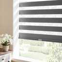 Cordless Zebra Blinds for Indoor Windows,29" W x 72" H,Grey | Light Filtering Free-Stop Roller Shades,Dual Layer Day & Night Privacy,Pull Down Door Blinds for Home Office,Easy Install