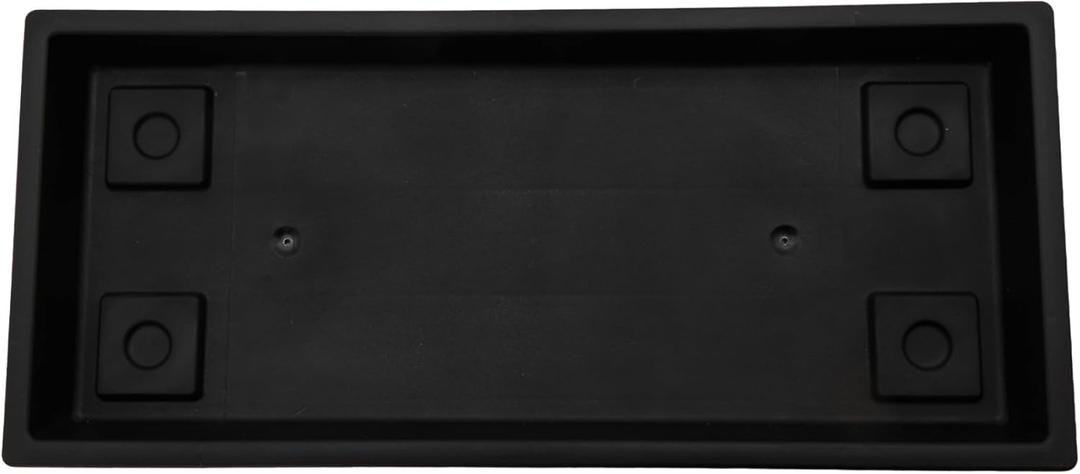 The HC Companies Venetian Rectangular Plant Tray - Lightweight Plastic Plant Saucer - Plant Drip Trays for Drainage - UV Resistant Pot Saucer for Indoor & Outdoor Use (23.5" Black, Pack of 1)
