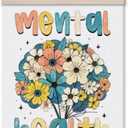 AgriFusion Tech Mental Health Matters Wall Art 12x16 Inches, Floral Inspirational Canvas Print, Therapy Office Decor & Self-Care Gift for Women