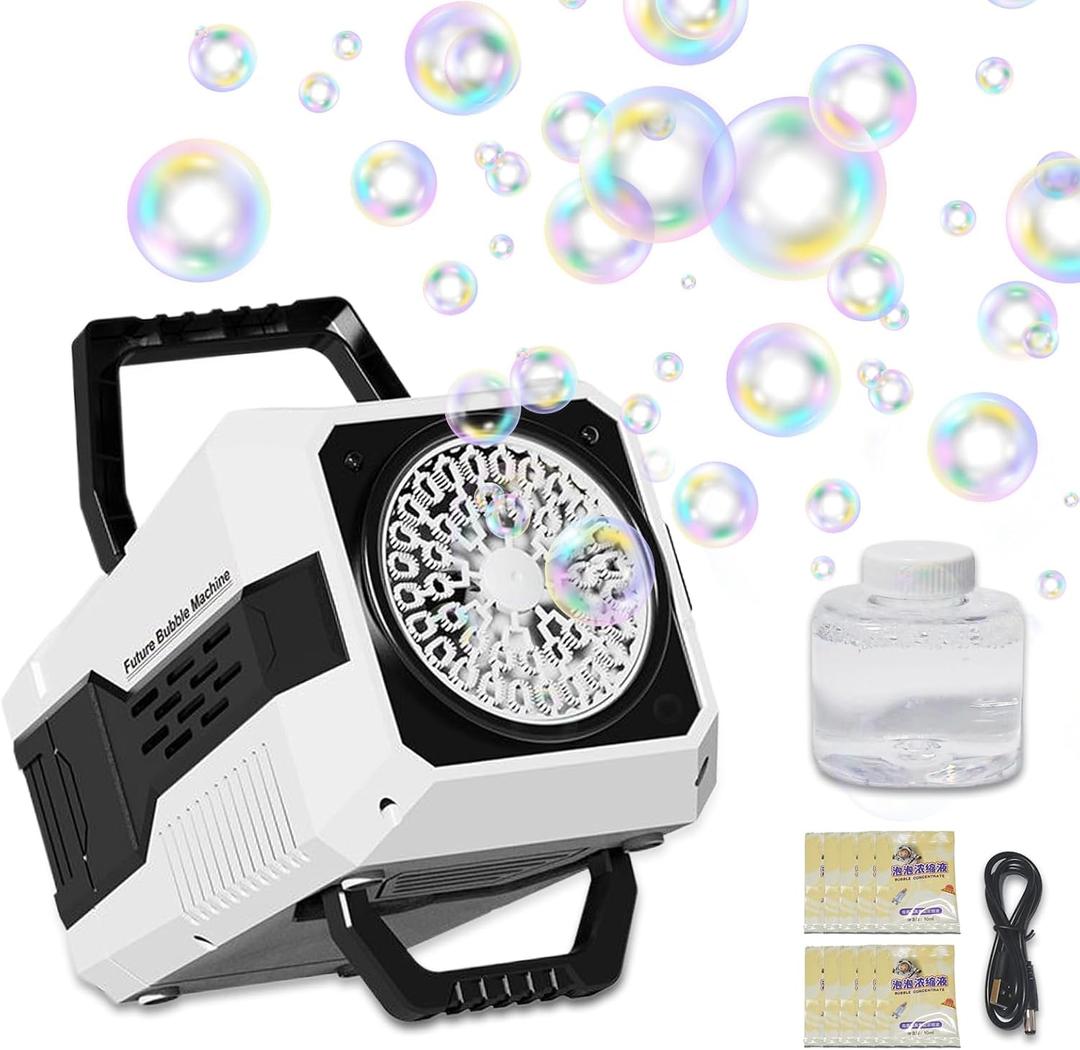 2025 Bubble Blower with LED Lights Automatic Bubble Machine Operated by USB or Battery,for Wedding/Outdoor Party Essential Toy Kids Birthday Gift