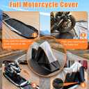 Full Enclosed Motorcycle Cover Waterproof Outdoor/Indoor Storage Waterproof Motorcycle Cover Heavy Duty with Reflective Strips Fits Scooter/Touring Motorcycles Length up to 108"Black+Sliver