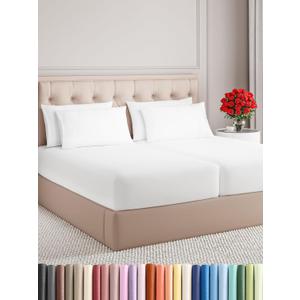 CGK Linens Split King 7 Piece Sheet Set - Cooling Sheets for Hot Sleepers - Hotel Luxury Bedding Set with 8-16 Inch Deep Pockets - 1 Flat & 2 Fitted & 4 Pillowcases - Soft & Wrinkle Free - Split King