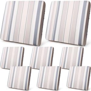 Newwiee 8 Pcs Patio Stretch Sofa Cushion Cover Outdoor Cushion Covers Replacement Patio Furniture Couch Slipcovers Chair Seat Soft Flexibility Protector(Gray Beige)