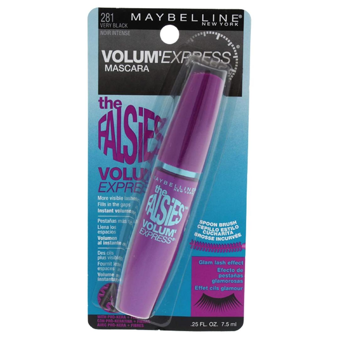 Maybelline Volum' Express The Falsies Washable Fiber Mascara, Volumizing and Separating Make Up Formula, Very Black, 1 Count (0.25 Fl Oz (Pack of 1))