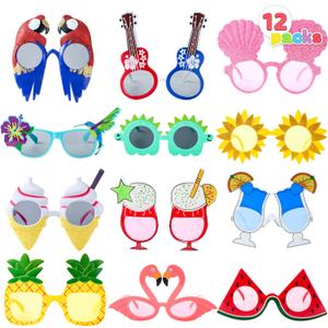 JOYIN 12 Pcs Hawaiian Luau Party Sunglasses, Summer Pool Party Decorations, Tropical Glasses for Girls Hawaiian Outfit, Cool Party Favors & Theme Supplies