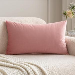 MIULEE Velvet Pillow Cover Soft Luxury Valentines Decorative Throw Pillow Cover Single Rectangle Cushion Case for Spring Couch Sofa Bedroom Car Decor,12x20 Inch Dusty Pink