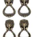 LXZ Set of 4 Vintage Antique Brass Pendant Ring Pulls Drop Handles Knobs with Single Mounting Hole for Drawer Cabinet Dresser Wardrobe Cupboard (Height 2-11/64", Width 1-29/64")