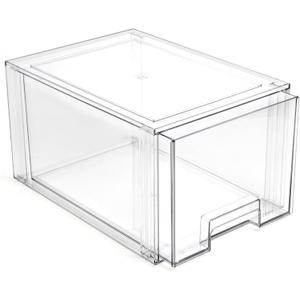 BINO | Stackable Storage Drawers, Tall Large - Clear | THE CRATE COLLECTION | Storage Bins With Drawers | Bathroom Organizers | Under Sink Organizer | Vanity Cabinet Home Organization