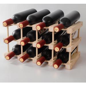 Countertop Wine Rack, 12 Bottles Wooden Freestanding Wine Bottle Holder, 3 Tiers Countertop Wine Storage Shelf for Cabinet, Pantry Bar, Kitchen & Dining Room