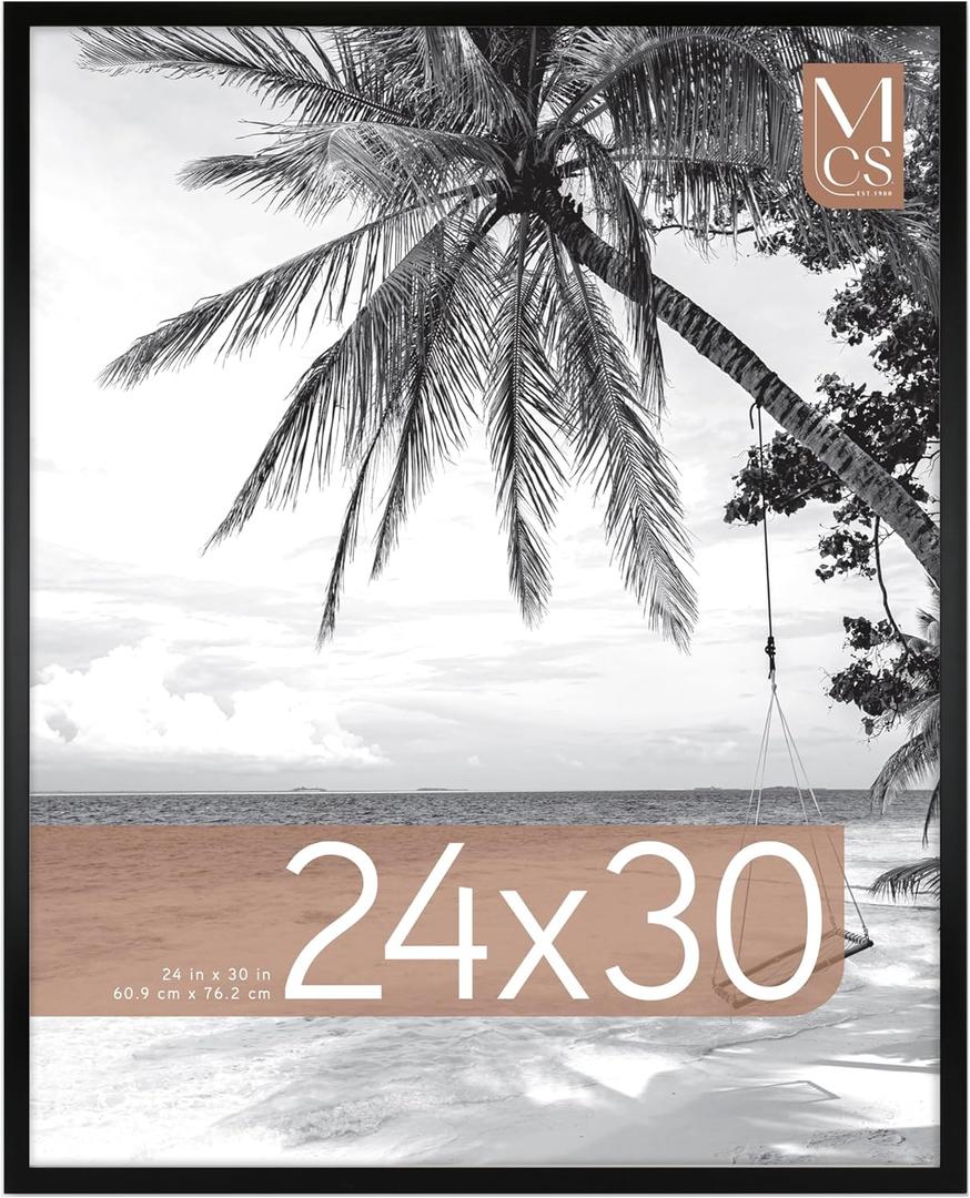 MCS Foundation 24x30 Poster Frame Traditional Black, Vertical & Horizontal Wall Hanging Large Picture Frame for Photos, Posters & Art Prints (1-Pack)