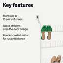 Amazon Basics Over the Door Metal Shoe Rack, 18 Pair Capacity, Space Efficient, Powder-Coated for Rust Resistance, White