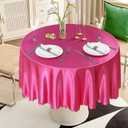 1 Pack 90 Inch Round Satin Tablecloth Hot Pink Satin Table Cover, Overlay Silky Tablecloth Dining Table Cloths for Wedding, Party, Banquet, Events, Reception, Dinner