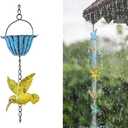 8.5ft Rain Chains for Outside,Colorful Hummingbird Rain Chain for Gutters and Downspouts, Rain Catcher Gutter Chain for Garden Decor(Hummingbird)