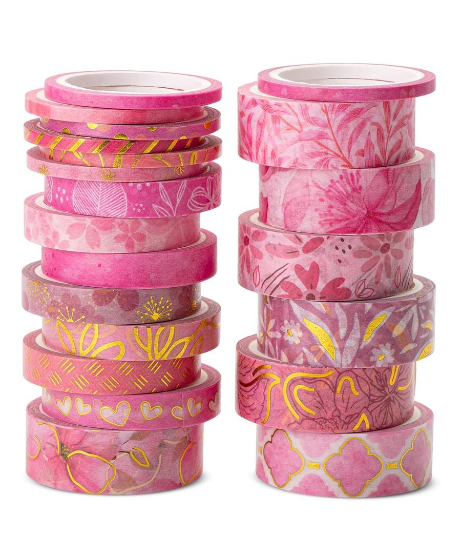 Mr. Pen- Washi Tape Set, 21 Rolls, Assorted Sizes, Floral Pink, 5.5 Yards/Roll, Washi Tape for Scrapbook, Arts, Crafts, Journals and Planners