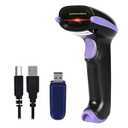 WoneNice 2.4G Wireless Barcode Scanner 1D Handheld Cordless Barcode Reader for Retail, Warehouse, Inventory 100ft Range, Plug & Play Compatible with Windows, Linux, POS (Purple)