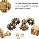 Pure Brass Cube Gears Linkage Anti-Anxiety Fidget Spinner Toy,Metal DIY EDC Meditation Break Bad Habits ADHD Finger Spinning Toy for Kid and Adults,High Speed Precision Brass Material