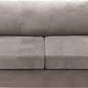 H.VERSAILTEX Sofa Cover 3 Piece T Cushion Loveseat Slipcovers Thick Velvet Couch Cover Furniture Protector Stretch T Cushion Sofa Covers for 2 Cushion Couch with 2 T Cushion Covers Washable, Taupe (2 Cushion Loveseat)