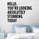 Inspirational Quotes Bathroom Wall Decals : Women Beautiful Home Positive Vinyl Art Wall Stickers - Living Room Bedroom Kitchen Family Wall Decor - Hello You Look Great Today 24" X 20" (Large)