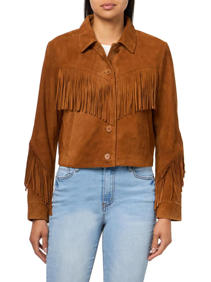 Lucky Brand SUEDE FRINGE WESTERN JACKET, Size: Medium