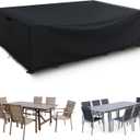 Patio Furniture Covers Waterproof, Heavy Duty 600D Outdoor Furniture Covers for Outdoor Dining Table and Chair,Tear Resistance and Anti-UV,Black,74"L x 47"W x 28"H