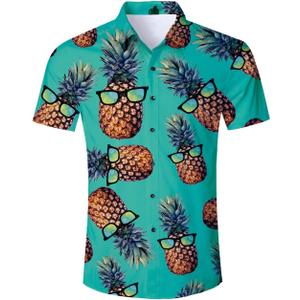 RAISEVERN Mens Hawaiian Shirt Casual Button Down Short Sleeve Tropical Beach Dress Shirt for Summer Holiday, 3XL