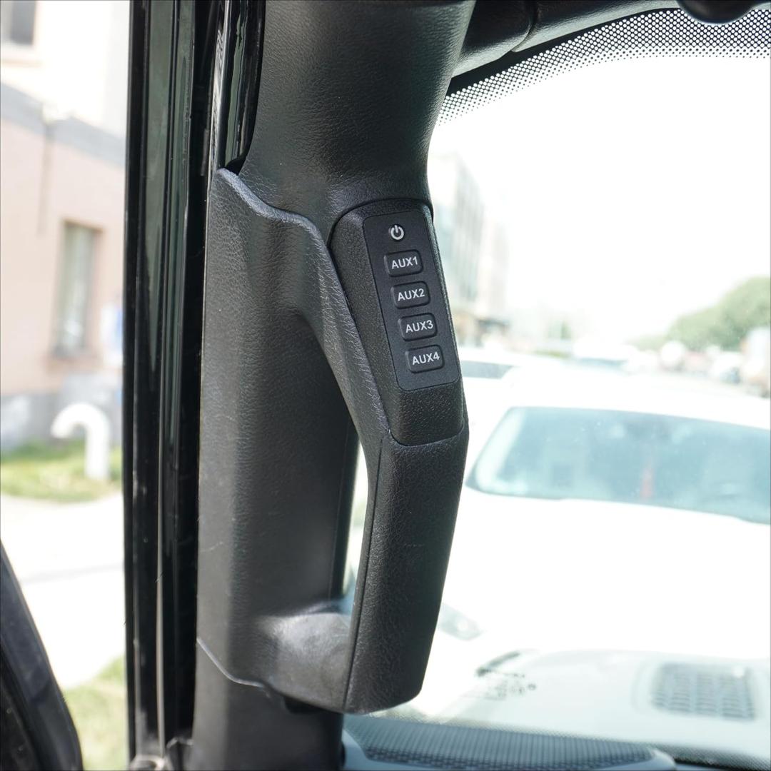 Voswitch JL400 Grab Handle 4-Switch Panel System for Jeep Wrangler JL (2018-2023) & Gladiator JT (2020-2023), Patented A-Pillar Mount, 100A Power Distribution, RGB Backlight & Memory Dimming
