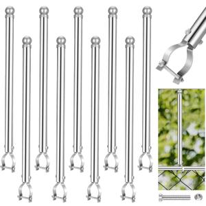 Hicarer 9 Pcs 1-3/8" Chain Link Fence Post Extender 25 Inch Fence Extension Height Galvanized Chain Link Fence Extension for Privacy and Dogs(Sliver)