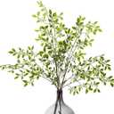 6pcs 36 Inch Artificial Plants Fake Greenery Branches for Vase, Faux Green Nandina Long Stems for Tall Vase, Fake Plants Spring Stems for Wedding Garden Office Home Dcor