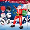 8 FT Music Christmas Inflatable with LED Lights & Music Box, Long Leg Hanging Santa Claus with Gift Bag, Music Blow Up Decoration for Roof Window Wall Yard Outdoor Xmas