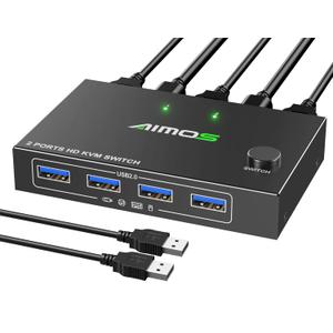 MLEEDA HDMI KVM Switch 1 Monitors 2 Computers 4K@60Hz,USB KVM Switches for 2 Desktops or Laptops Sharing Single Monitor and Keyboard Mouse Printer,Plug and Play,2 USB Cables Included,Size: HDMI 1 monitor