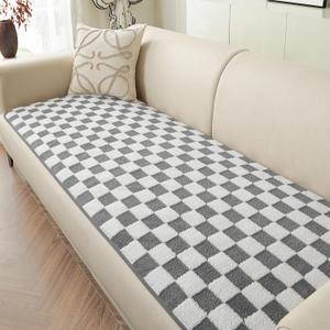 Couch Covers for Dogs Washable, Funny Fuzzy Pet Couch Cover, Anti-Slip Couch Covers for 3 Cushion Couch Sofa Pet Friendly, Reusable Sofa Covers for Pets. (Grey/White, 28" x 82")