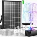 Antfraer 8W Solar Fountain Pump Built-in 3600mAh Battery & LED Lights, Solar Powered Water Pump with Double-Layer Nozzle & 5ft Tubing, Solar Water Fountain For Bird Bath Pond Garden DIY Water Features